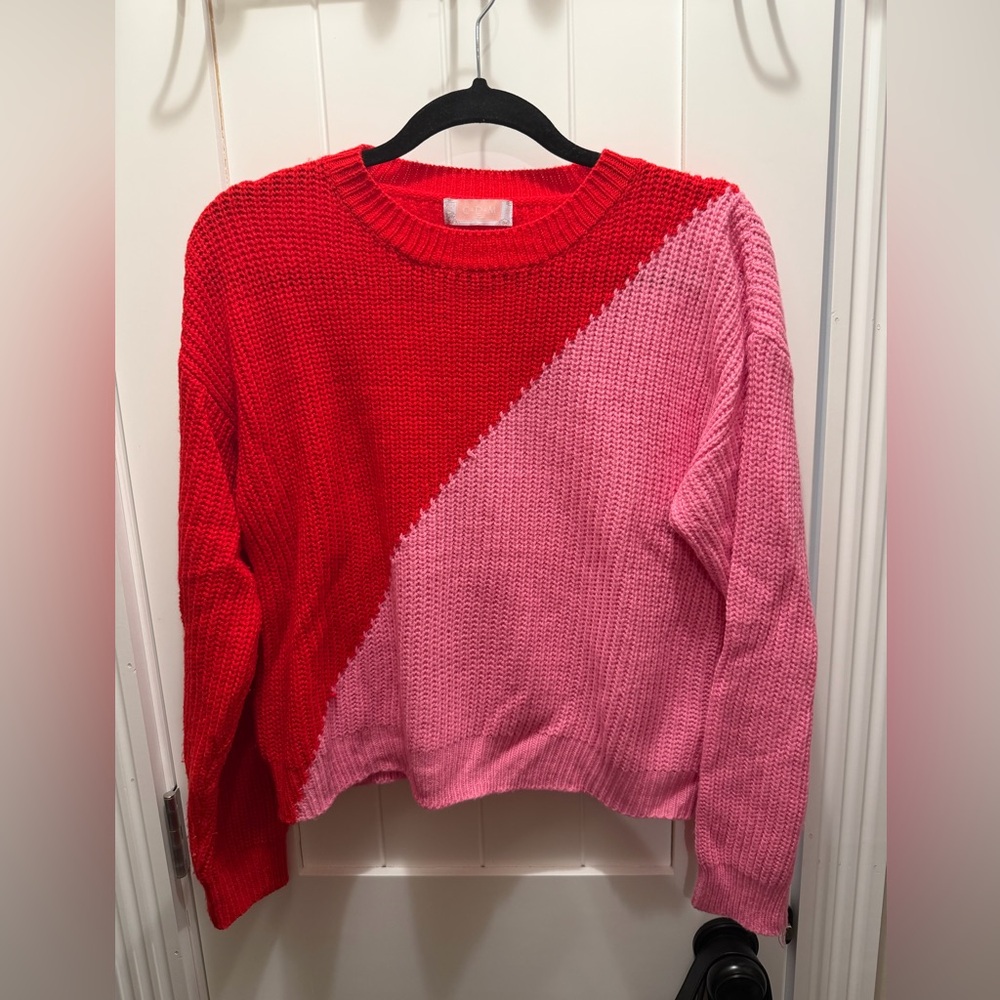 Colorblock Red and Pink Sweater